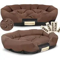 AIO Factory Hundebett 75x50 cm personalisiert wasserdicht braun