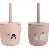 Done by Deer Tiny Farm Silikon 2er-pack Becher Mit Strohhalmen