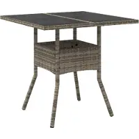 Syfax Gartentisch mit Glasplatte Grau 80x80x75 cm Poly Rattan