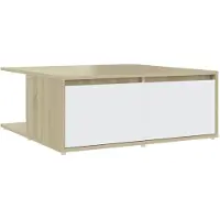 Syfax Couchtisch Weiß und Sonoma-Eiche 80x80x31 cm Holzwerkstoff