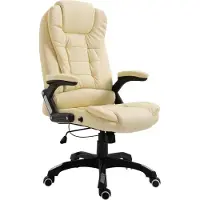 Syfax Bürostuhl Creme Kunstleder ergonomisch höhenverstellbar drehbar mit Rollen 110 kg