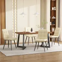 Sweiko 117x68cm Esstisch,(1-St), Gestell aus MetallRechteckiger Esstisch, Holzmaserung Küchentisch mit Metallbeinen für Esszimmer Wohnzimmer, Schwarz /Walnussfarbe