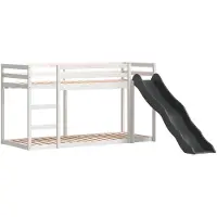 Syfax Etagenbett mit Rutsche & Leiter Weiß 90x200cm Massivholz Kiefer