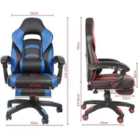 Melko Drehstuhl Fußstütze Schreibtisch Büro Chefsessel Gaming - Schwarz / Blau