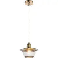 Globo Lighting Hängeleuchte Metall bronzefarben, Glas, Kabel PVC Braun, ø: 220mm, H: 1200mm, exkl. 1x E27 60W 230V