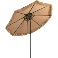 Costway Sonnenschirm Hawaii, Terrassenschirm mit Doppeldach, PE-Stroh Strandschirm Marktschirm neigbar Gartenschirm