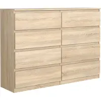 3Xeliving Kommode mit 8 Schubladen in Sonoma-Eiche, 138 x 101 x 39 cm