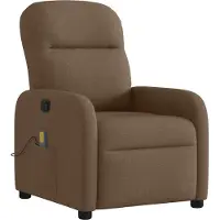 Syfax Massagesessel Braun Stoff mit manueller Liegefunktion, Vibration und Seitentasche, 66x88x95 cm