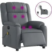 Syfax Massagesessel Elektrisch Grau Kunstleder