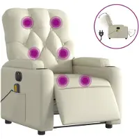 Syfax Massagesessel Elektrisch Creme Kunstleder