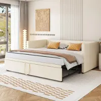 UnboxG Gepolstertes Schlafsofa 90/180*200 cm mit Lattenrost, multifunktionales Bett aus weichem, hautfreundlichem Samtstoff, beige