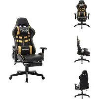 vidaXL Gaming-Stuhl mit Fußstütze Schwarz und Golden Kunstleder - Gaming-Sessel
