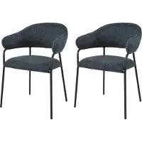 Rebecca Mobili Stühle Azobe 82,5x57x56,5 Polyestergewebe Stahl Petrolblau Schwarz Modern SET 2 Stück