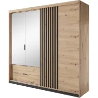 Furnlux Classic FURNLUX Kleiderschrank Tally Beige Und Schwarz 220cm / Hauptfarbe: Beige / Abmessungen: 220 x 211 x 60 cm