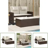 The Living Store Gartenbank Verstellbar mit Kissen Braun Poly Rattan