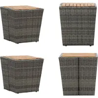 vidaXL Beistelltisch Grau 41,5×41,5×43 cm Poly Rattan & Massivholz - Teetisch - Teetische - Outdoor-Tisch - Outdoor-Tische