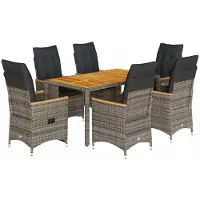Syfax 7-tlg. Garten-Essgruppe mit Kissen Grau Poly Rattan