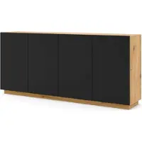 Homlando Kommode AURA 4D 198 cm ARTISAN EICHE / SCHWARZ MATT - Sideboard - Highboard mit 4 Türen