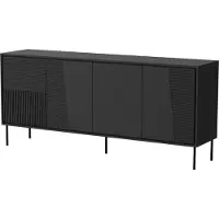 Sonstiges Kommode ABUDABI 200 cm 4D SCHWARZ MATT mit Schwarze Metallbeine mit gefräster fronten 4 Türen Sideboard MDF Highboard Schrank offene Regale Büfett