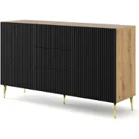 Furnlux Classic FURNLUX Sideboard Ravenna B Beige Und Schwarz Und Gold 150cm / Hauptfarbe: Schwarz / Abmessungen: 150 x 87 x 42 cm
