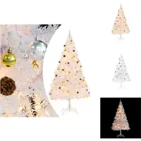 vidaXL Künstlicher Weihnachtsbaum mit Beleuchtung & Kugeln Weiß 210 cm - Weihnachtsbäume