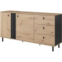 Furnlux Classic FURNLUX Anrichte Madis Beige Und Schwarz 165cm / Hauptfarbe: Beige / Abmessungen: 165 x 82 x 40 cm
