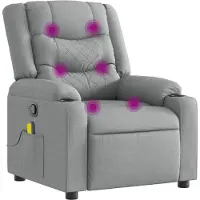Syfax Massagesessel Stoff Hellgrau mit manueller Liegefunktion und Vibration 77x93x99 cm