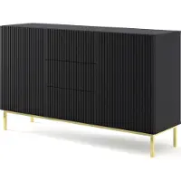 Furnlux Classic FURNLUX Sideboard Ravenna B Schwarz Und Gold 150cm / Hauptfarbe: Schwarz / Abmessungen: 150 x 89 x 42 cm