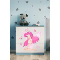 RAUMHIRSCH FURNITURE Kinderkommode mit Schubladen Elfe mit Schmetterlingen in der Farbe Blau Babydreams