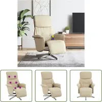 The Living Store Massagesessel mit Fußteil Creme Stoff