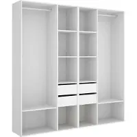 Dmora Großer Kleiderschrank Brento, Schlafzimmermöbel, Schrank, Garderobe, 196x45 h205 cm, Weiß und Eiche