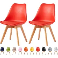 Mcc Retro Esszimmerstühle EVA, gepolstert, Kunstleder, Design Stuhl, Küche, Lounge, 2er Set in Orange