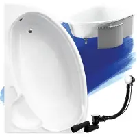 Besco Eckbadewanne Badewanne Finezja LINKS 170x110 mit Ablaufgarnitur, Füßen und Styroporverkleidung GRATIS