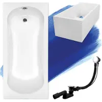 Badland Badewanne Rechteck Aria 170x70 mit Ablaufgarnitur, Füßen und Wannenträger GRATIS