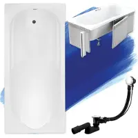 Besco Badewanne Rechteck Bona 180x80 mit Ablaufgarnitur, Füßen und Styroporverkleidung GRATIS
