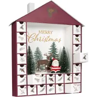 Ed Brubaker Haus Adventskalender zum Befüllen - DIY Weihnachtskalender mit Keramik Weihnachtsmann - Kalender mit 24 Türchen - 44 cm