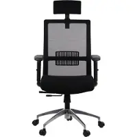 Stema Drehbarer ergonomischer Bürostuhl RIVERTON M/H/AL, verstellbare Armlehnen, Kopfstütze, Netzrückenlehne, verschiebbarer Sitz (vorne-hinten), Aluminiumbasis, Schwarz