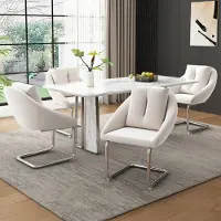 Flieks Esszimmerstühle 4er Set, Küchenstuhl Freischwinger mit Kissen, Schwingstuhl Polsterstuhl Wohnzimmerstuhl mit Samtbezug, Beige