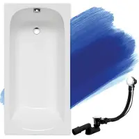 Badland Badewanne Rechteck Classic SLIM 180x80 Rand 17mm mit Ablaufgarnitur und Füßen GRATIS ohne Verkleidung