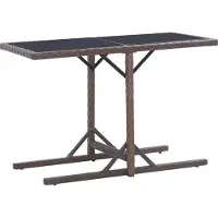 Syfax Gartentisch Braun 110×53×72 cm Glas und Poly Rattan