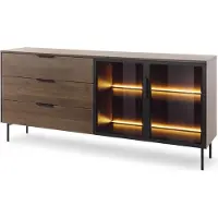 Furnlux Classic FURNLUX Sideboard Lumi Eiche Dunkel Und Schwarz 181cm / Hauptfarbe: Braun / Abmessungen: 181 x 83 x 39 cm