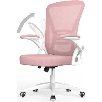 Bigzzia Bürostuhl – Ergonomischer Sitz – Sessel mit 90° klappbarer Armlehne – Lordosenstütze – höhenverstellbar - Rosa