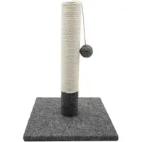 Tyrol Katzenkratzbaum , Einfach, Grau und Weiß, 42cm, Basis 30x30cm, Mit Spielzeug Pompon