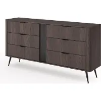 Furnlux Classic FURNLUX Kommode Veris Eiche Dunkel Und Schwarz 163cm / Hauptfarbe: Braun / Abmessungen: 163 x 81 x 38 cm