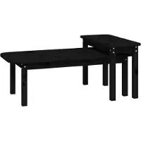 Syfax 2-tlg. Couchtisch-Set Schwarz Massivholz Kiefer