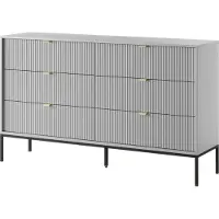 Furnlux Classic FURNLUX Kommode Avon Grau Und Schwarz 154cm / Hauptfarbe: Grau / Abmessungen: 154 x 91 x 39 cm