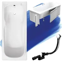 Besco Badewanne Rechteck Majka 120x70 mit Ablaufgarnitur, Füßen und Styroporverkleidung GRATIS