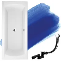 Badland Badewanne Rechteck Ines 170x75 mit Ablaufgarnitur und Füßen GRATIS ohne Verkleidung