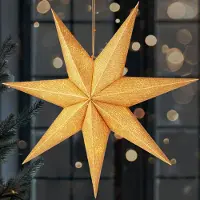 Ed Brubaker 60 cm Weihnachtsstern für Innen - LED Adventsstern Hängend - Leuchtstern zum Aufhängen, Gold