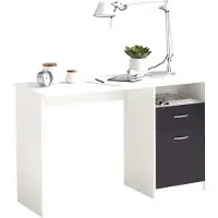 FMD Möbel Schreibtisch JACKSON, Weiß/Schwarz Nachbildung, 123 x 76,5 x 50 cm, Spanplatten, Germany